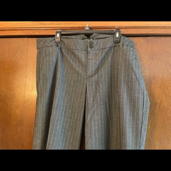 Pinstripe or khaki wide leg trousers - Picture 5 of 6